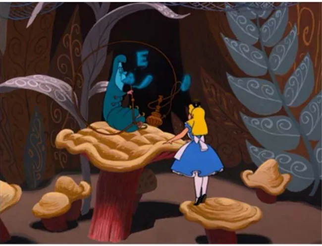 Şekil 4.8: Alice Harikalar Diyarında filminde Alice’in tırtıl ile konuştuğu plan 
