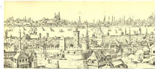 Şekil 3.1: 16 yüzyılda İstanbul, Galata'da Haliç 