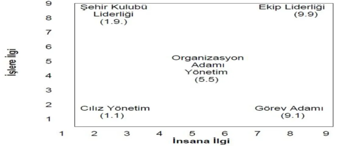 Şekil 8 Blake ve Mouton' un Yönetsel Diyagram Modeli 