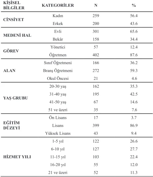 Tablo 3. Demografik Bilgilere İlişkin Bulgular