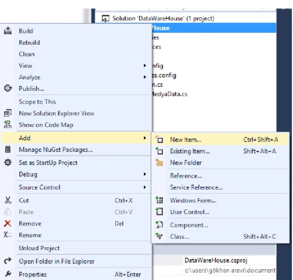 Şekil 4.1 Entity Framework Kullanma 