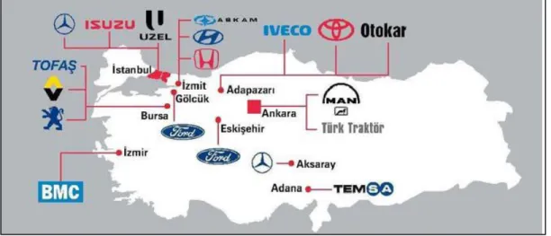 Figure 3.3: Location and Production Site of ACMs in Turkey 