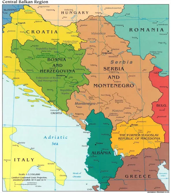 Figure 5.1: Map of Central Balkan Region 