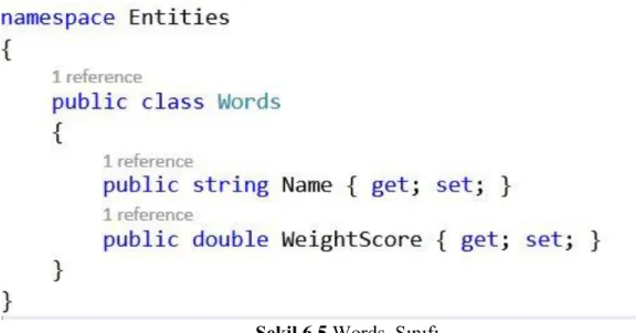 Şekil 6.5 Words  Sınıfı    