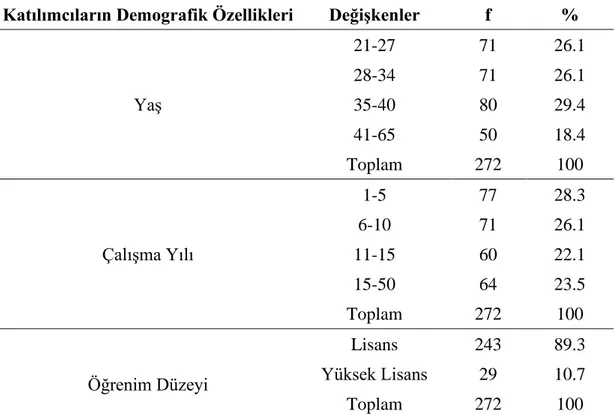 Çizelge 1: Katılımcıların Demografik Bilgileri 