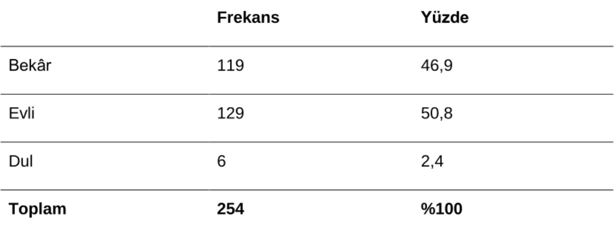 Şekil 6.4: Medeni Durum Değişkeni Yüzde Grafiği 