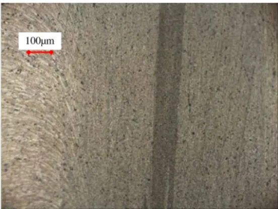 Fig. 12 Microphotograph of aluminum material, welding zone