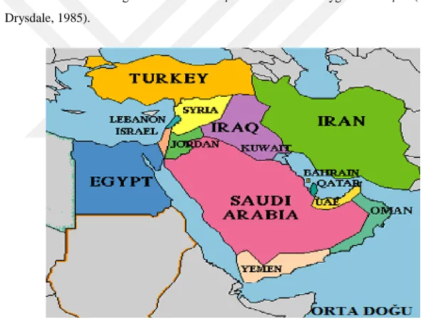 Şekil 3. 1 Orta Doğu Haritası 
