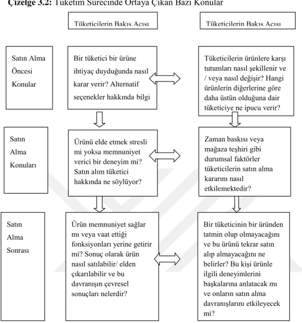 Çizelge 3.2: Tüketim Sürecinde Ortaya Çıkan Bazı Konular  