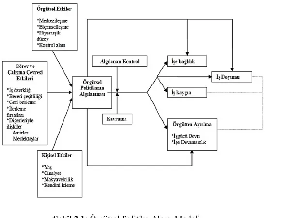 Şekil 2.1: Örgütsel Politika Algısı Modeli  Kaynak: F erris v.d., Akt; Bursalı, 2008:32 