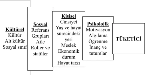 Şekil 2.11: Tüketici Satın Alma Davranışını Etkileyen Faktörler  Kaynak: Kotler ve Armstrong, 2005 