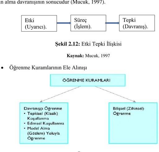 Şekil 2.12: Etki Tepki İlişkisi  Kaynak: Mucuk, 1997    Öğrenme Kuramlarının Ele Alınışı  