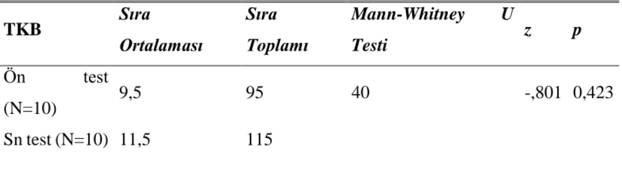 Tablo 4.3: Temel Konuşma Becerileri Alt Boyutu Mann-Whitney U Testi