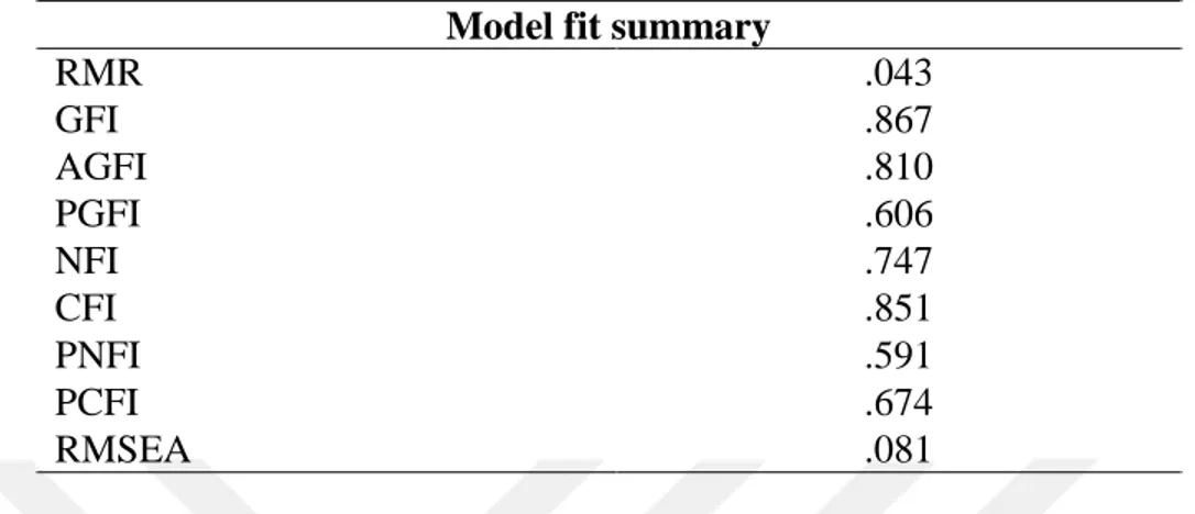 Table 5.3: Selected AMOS Output, CFA Model: Goodness-of-Fit Statistics 