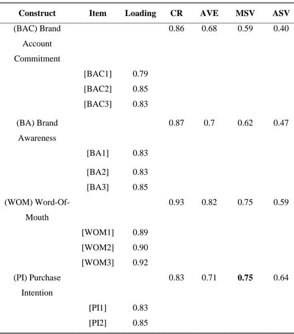 Table 10: Psychometric properties of the applied scales 