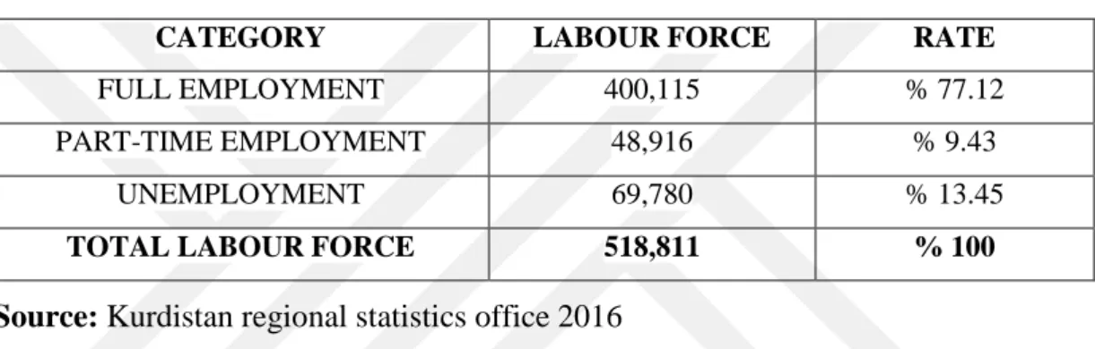 Table 1.1: Total Labour Force in Erbil. 
