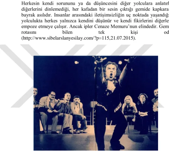 Şekil 3.4: Kozalar ve Ölüler Konuşmak İster, İstanbul Devlet Tiyatrosu, 1997  İki oyununda ortak noktada buluştuğu bazı durumlar vardır