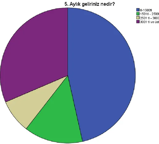 Şekil 5.6: Katılımcıların aylık gelir 
