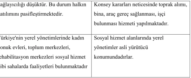 Çizelge 3. Türkiye'de Yerel Yönetim -Sosyal Hizmetler 
