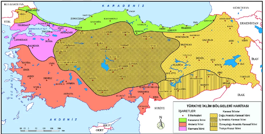 Şekil 3.1: Türkiye İklim Haritası  Kaynak:  http://cografyaharita.com/turkiye_iklim_haritalari.html, 2017 
