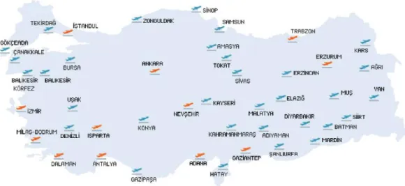 ġekil 7. ĠĢletime Açık Havaalanları Haritası (2010) 114