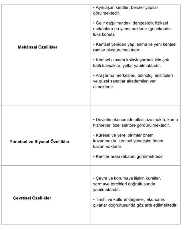 Tablo 13:  Şehirleşen şehirlerin genel özellikleri 