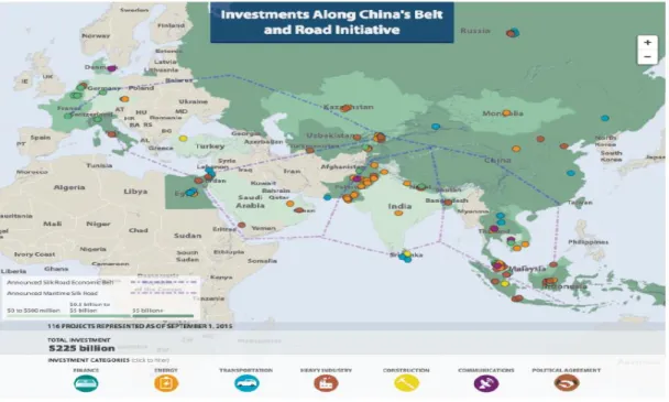 Figure 1.2: Investments Along China’s Belt and Road Initiative  Source: (Center for American Progress, 2015, p.5)