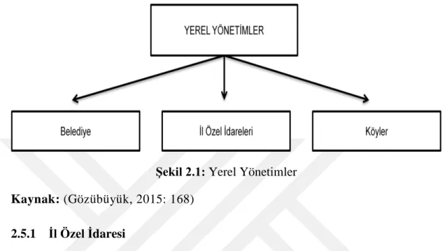 Şekil 2.1: Yerel Yönetimler  Kaynak: (Gözübüyük, 2015: 168) 