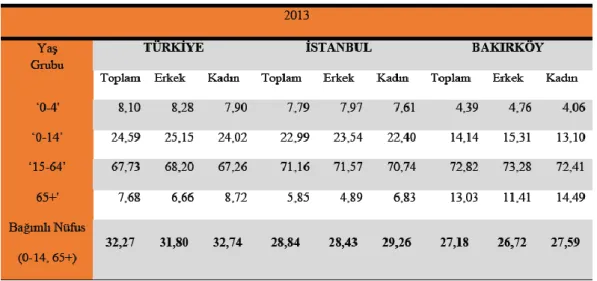 Çizelge 4.1: Bakırköy Ġlçesinin 2013 Yılı Nüfusu 