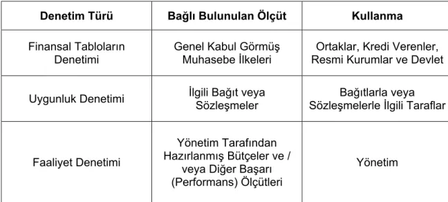 Tablo 1. Denetim Çalışması ve İlgili Taraflar 