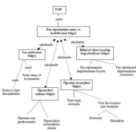 Şekil 1.Fen öğretiminde PAB bileşenleri (Magnusson vd., 1999) 