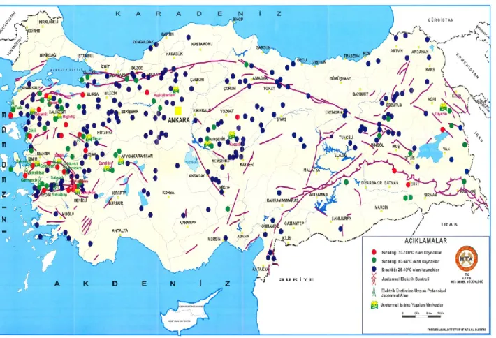 Fig. 4: Turkey geothermal sources and application atlas (obtained by MTA General Directorate [21]) 