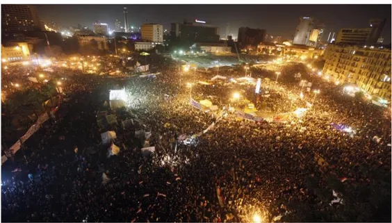 Şekil 2.1. Arap Baharı'nın Simgesi Haline Dönüşen Mısır’ın Tahrir  Meydanı'ndaki Demokrasi Gösterileri 