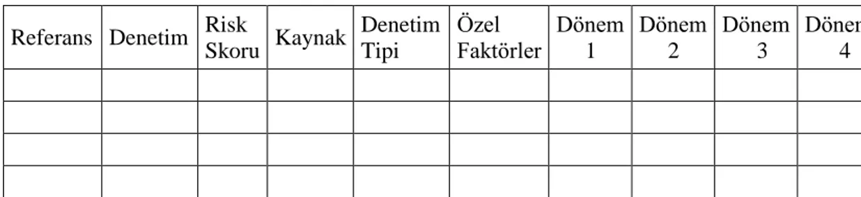 Tablo 4 Yıllık İç Denetim Planı 