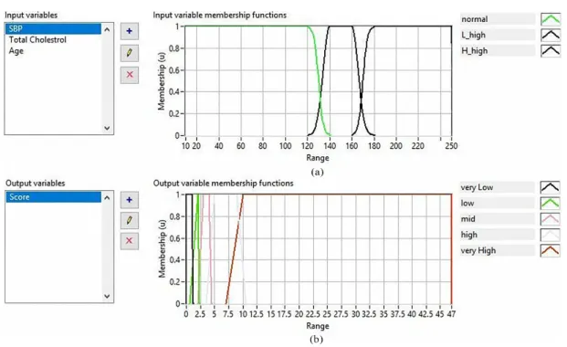 Fig. 3. An example for input membership functions. (a) WCM variables. (b) WCM variable for female.