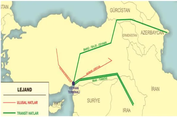 Şekil 3.1. Bakü-Tiflis-Ceyhan Petrol Boru Hattı 