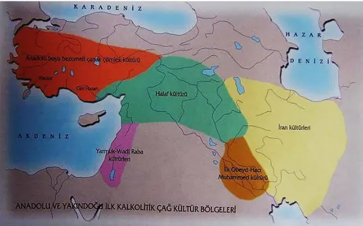 Şekil 4.15: Anadolu ve Yakındoğu Kalkolitik Çağ Kültür Bölgeleri. 