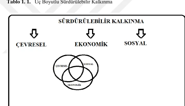 Tablo 1. 1.   Üç Boyutlu Sürdürülebilir Kalkınma 