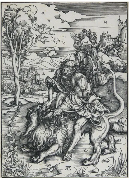 Şekil 2.12. : Samson’un Aslan ile Dövüşü, Ağaç Baskı, Albrecht Dürer 