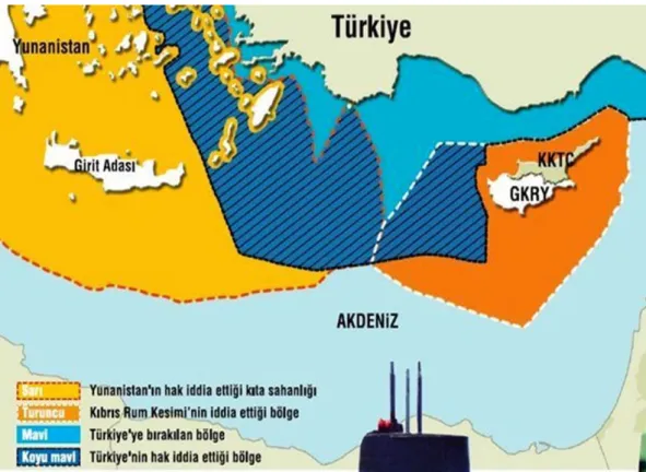 ġekil 2. 7: DOĞU AKDENĠZ‟DE DENĠZ YETKĠ ALANI SINIRLANDIRMA  SORUNLARI 