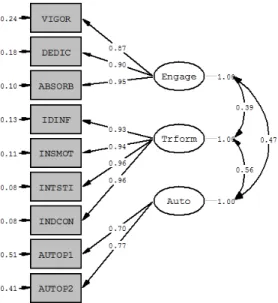 Figure 1. Standardized Factor Loadings for the Measurement Model  Note: All factor loadings are significant at p = .01
