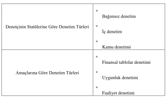 Tablo 1. Denetim Türleri 