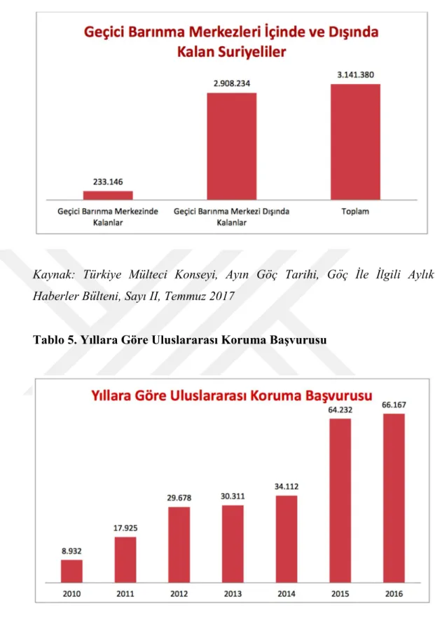Tablo 5. Yıllara Göre Uluslararası Koruma Başvurusu 