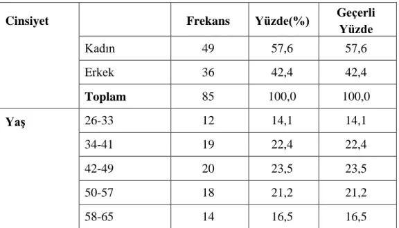 Tablo 3.1. Cevaplayıcıların Demografik Dağılımı 