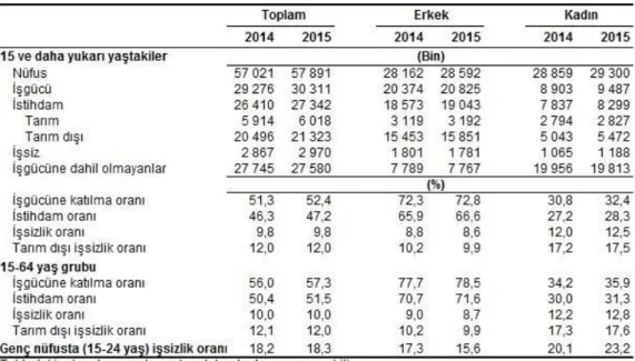 Şekil 4.3: İşgücü İstatistikleri, Temmuz 2015 