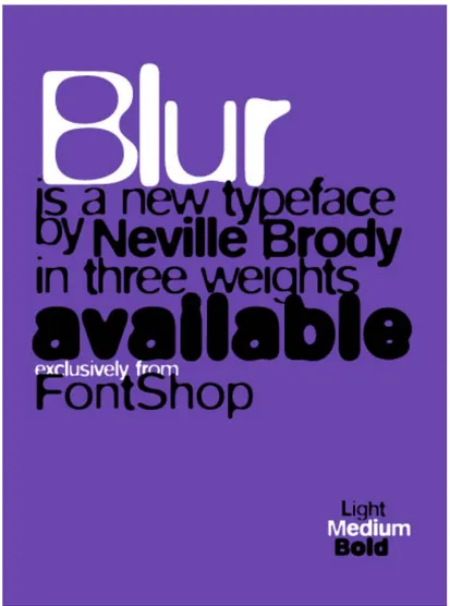Şekil 2.35. : Neville Brody tarafından tasarlanan Blur yazı karakteri 