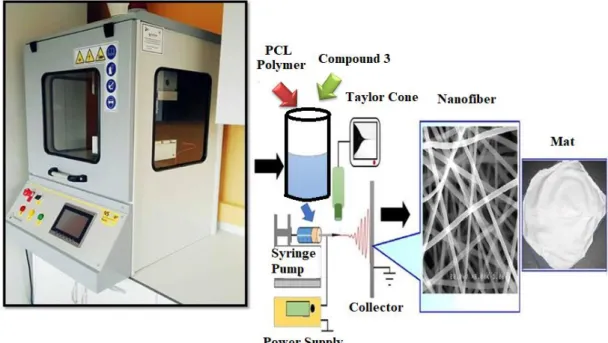 Figure 3. Schematic representation of the electrospinning method.  Characterization of the Nanobiocomposite 