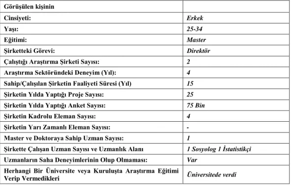 TABLO 2. 1 Şirket 1 