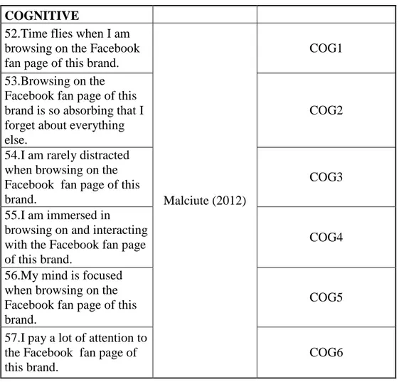 Table 4.11. Operationalization of Cognitive Dimension 