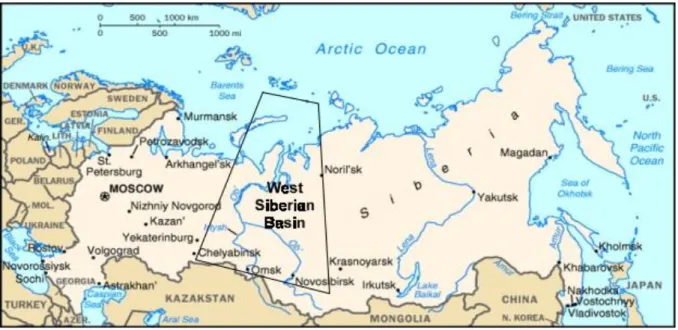 Figure 9: Location of West Siberian Basin in Russian Federation and Concentration  of Resources 